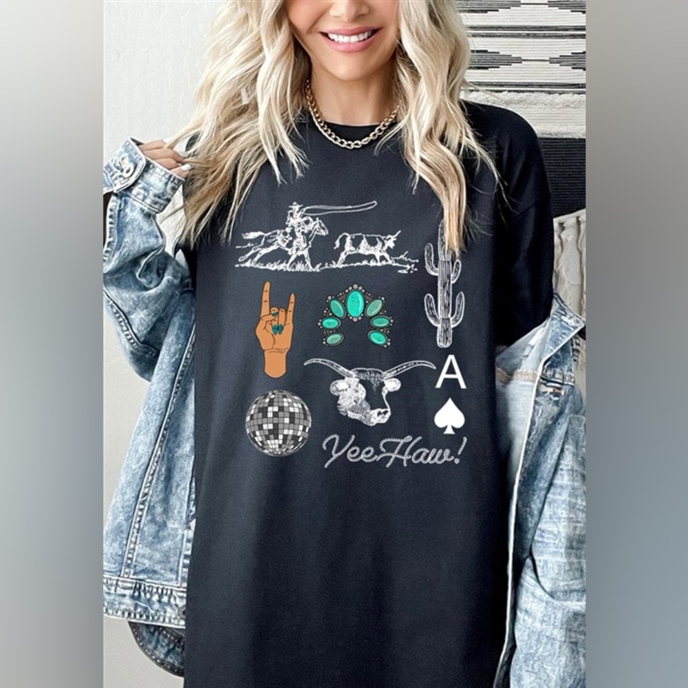 Black Graphic Western Tee